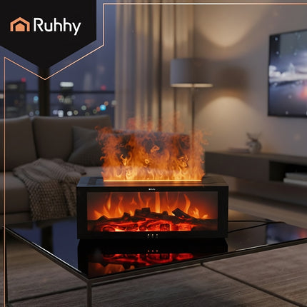 Aroma Diffuser 150 ml with LED Fireplace Flame Effect, Remote Control, Timer