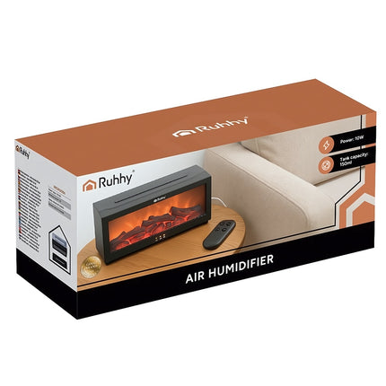 Aroma Diffuser 150 ml with LED Fireplace Flame Effect, Remote Control, Timer