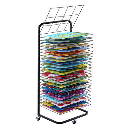Art Drying Rack, 25 Removable Shelves, Locking Wheels