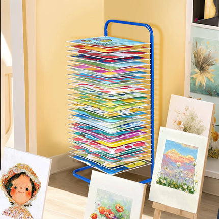 Art Drying Rack, 25 Removable Shelves, Locking Wheels