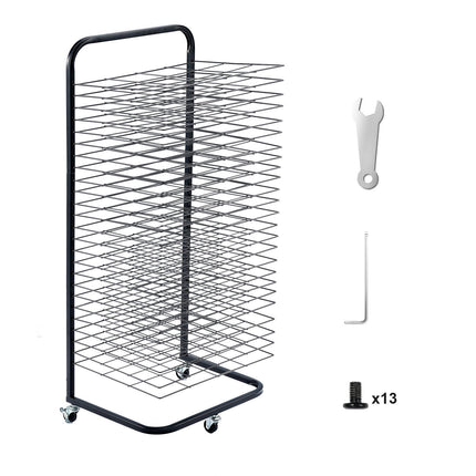 Art Drying Rack, 25 Removable Shelves, Locking Wheels