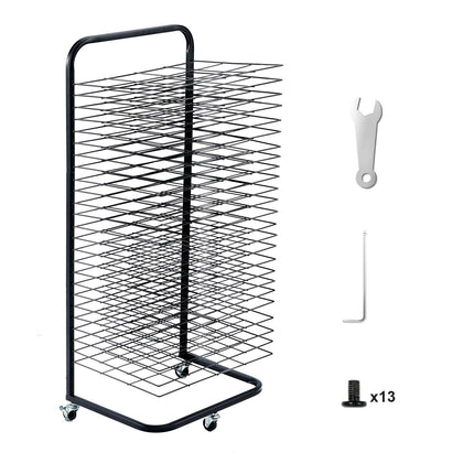 Art Drying Rack, 25 Removable Shelves, Locking Wheels