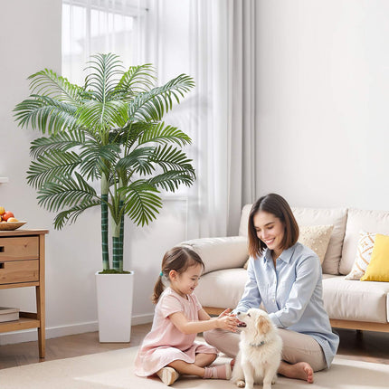 Artificial Areca Palm Tree 6 Ft, White Planter