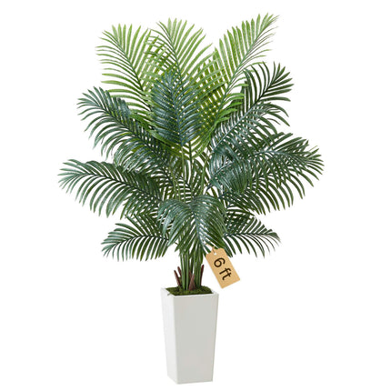 Artificial Areca Palm Tree 6 Ft With White Planter