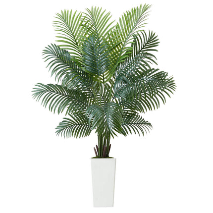 Artificial Areca Palm Tree 6 Ft With White Planter