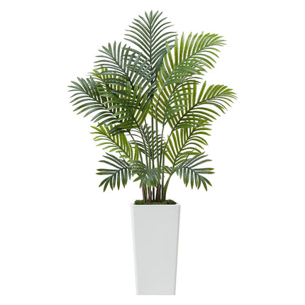 Artificial Areca Palm Trees, 4ft, 2-Pack White Planters