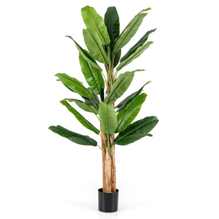 Artificial Banana Tree with 27 Leaves & Natural Trunk Banana Plant Artificial Plant 195 cm