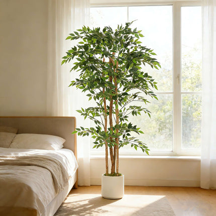 Artificial Banyan Tree with Wood Trunk, Pot, 180 cm