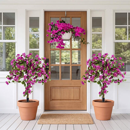 Artificial Bougainvillea Trees, 43.5" with Ground Spike, 2-Pack