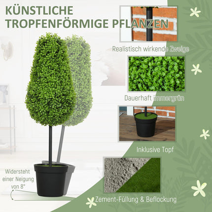 Artificial Boxwood Set, 90cm Teardrop Shape, UV-Resistant