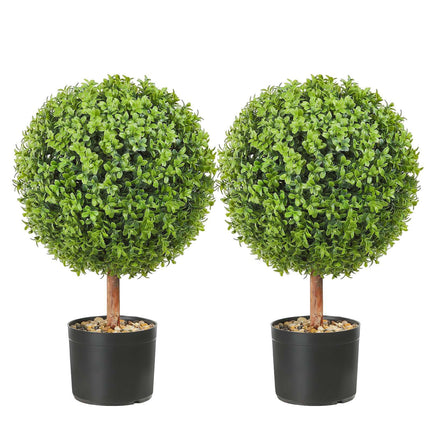 Artificial Boxwood Topiary Trees, 24 Inch, Set of 2