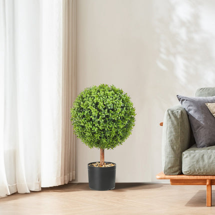 Artificial Boxwood Topiary Trees, 24 Inch, Set of 2