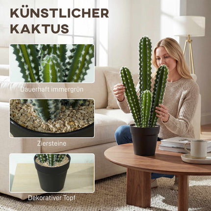 Artificial Cactus Plant in Pot – 53 cm, Maintenance-Free