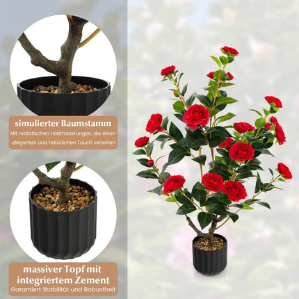 Artificial Camellia Tree 95cm with Red Silk Flowers