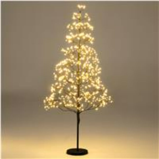 Artificial Cedar Lighted Tree 120cm, 800 Warm LEDs, Black
