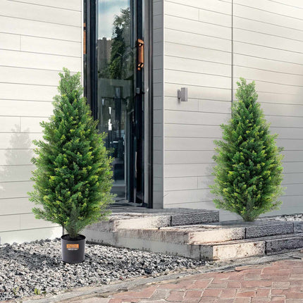 Artificial Cedar Topiary Trees, 36 Inch, 2 Pack, UV Rated
