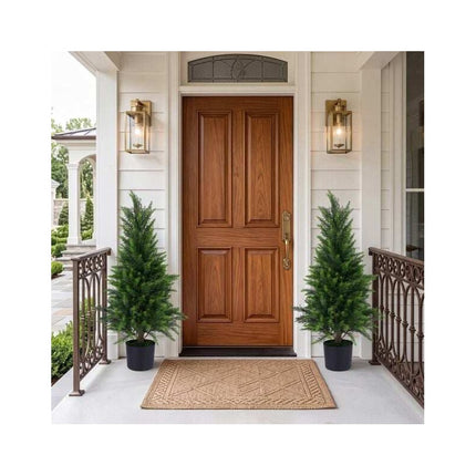 Artificial Cedar Trees 90 cm in Pot, Set of 2, Cement-Filled Base, Green