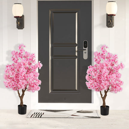 Artificial Cherry Blossom Tree 118 cm, Pink, Cement Base