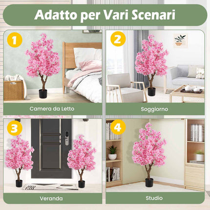 Artificial Cherry Blossom Tree 118 cm, Pink, Cement Base