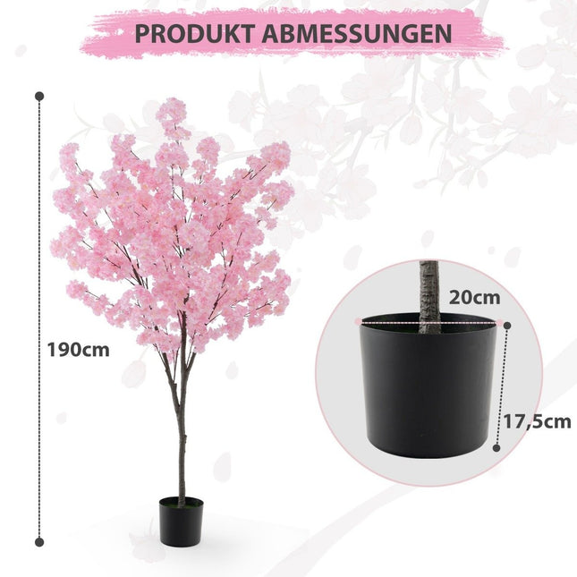 Kunstmatige kersenbloesemboom, 190 cm, roze bloemen