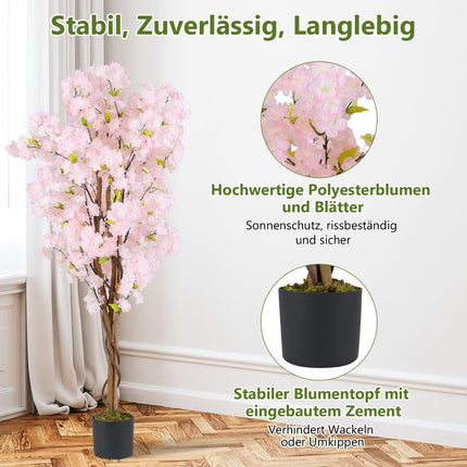 Artificial Cherry Blossom Tree Set, 150cm, Pink, 2-Pack
