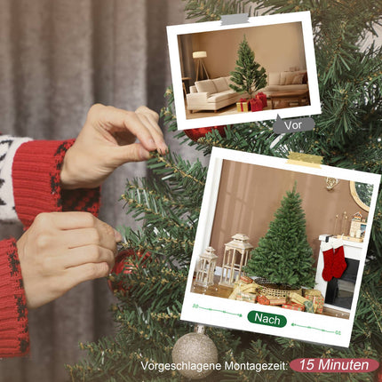 Artificial Christmas Tree, 150 cm, Hinged Branches, Metal Stand