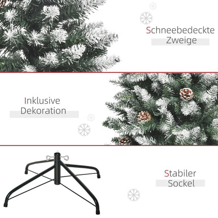 Artificial Christmas Tree, 150 cm, Snowy Branches, Pinecones