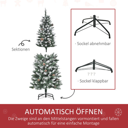 Artificial Christmas Tree, 150 cm, Snowy Branches, Pinecones