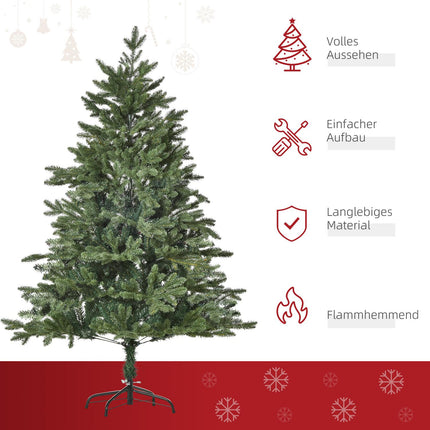 1.5M Artificial Christmas Tree, PVC, Metal Base, Green