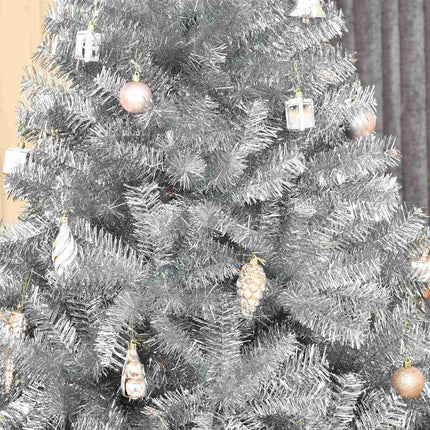 180 cm artificial Christmas tree, silver & white, easy assembly