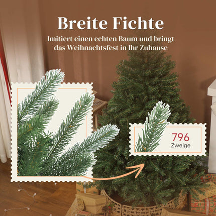 Artificial Christmas Tree, 180 cm, Dense Branches, Flame-Resistant