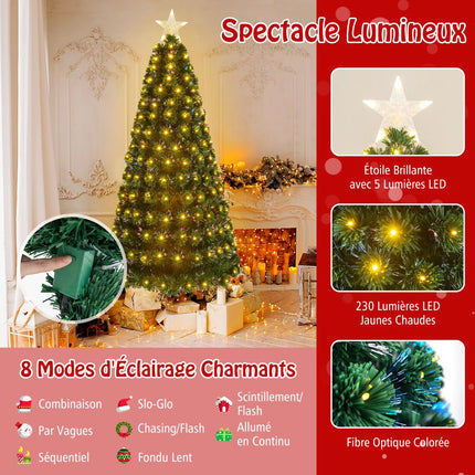 Artificial Christmas Tree 180cm, Fiber Optic, 230 LED, 8 Modes