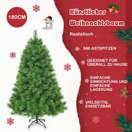Artificial Christmas Tree, 180 cm, PVC Needles, Metal Stand