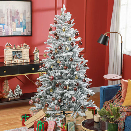 Artificial Christmas Tree, 180cm, Snowy Branches, Metal Stand