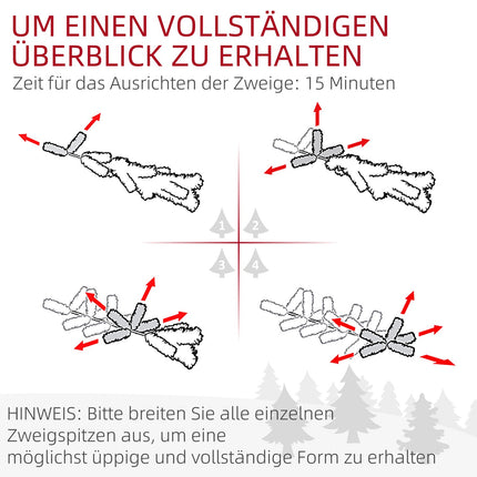 Artificial Christmas Tree, 180cm, Snowy Branches, Metal Stand
