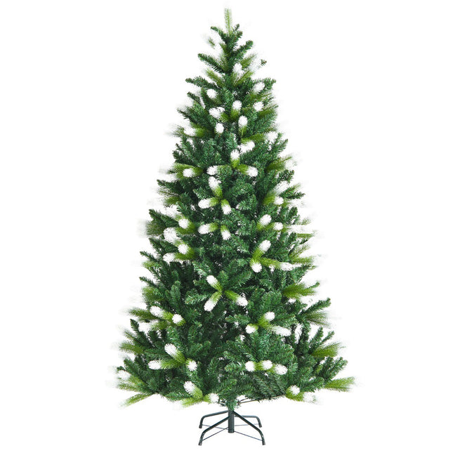 Artificial Christmas Tree 180 cm, White Tips, Metal Stand