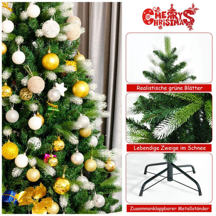 Artificial Christmas Tree 180 cm, White Tips, Metal Stand
