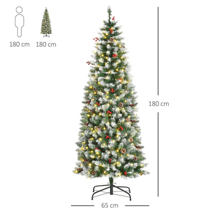 Artificial Christmas Tree 180cm with LED Lights, Snow, Stand