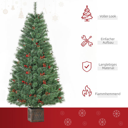 Artificial Christmas tree, 1.8m, PVC & Metal, with decorations