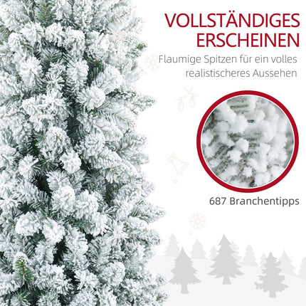 Artificial Christmas Tree, 210cm, Slim Design, Snow-Covered
