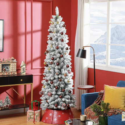 Artificial Christmas Tree, 210cm, Slim Design, Snow-Covered