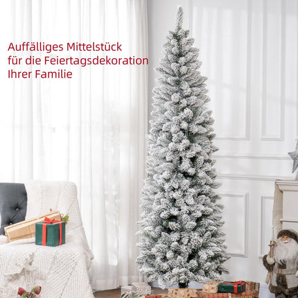Artificial Christmas Tree, 210cm, Slim Design, Snow-Covered