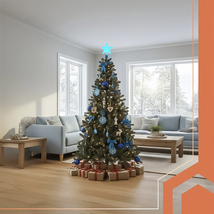 Artificial Christmas Tree 2.1m, Thick Needles, Flame-Retardant