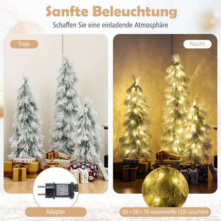 Artificial Christmas Tree Set with Lights, 90-150 cm, Snow-Tipped