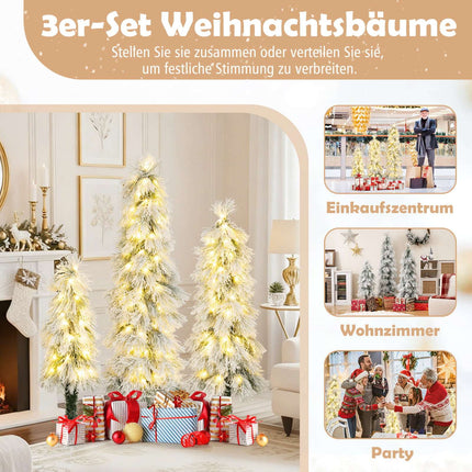 Artificial Christmas Tree Set with Lights, 90-150 cm, Snow-Tipped
