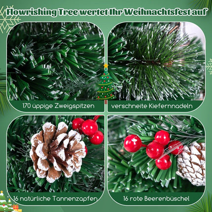 Artificial Christmas Tree with LED Lights, 150 cm, PVC