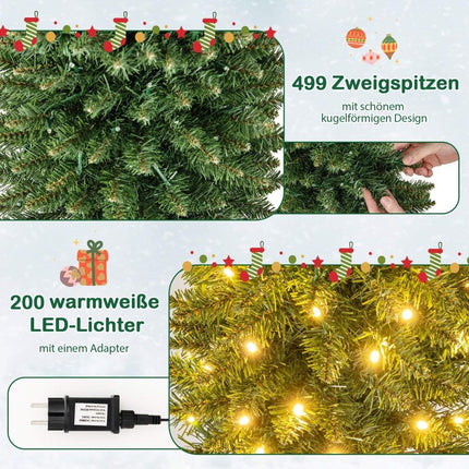 Artificial Christmas Tree with LED Lights Slim Christmas Tree Illuminated Festive Tree 210cm
