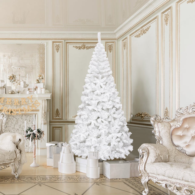 Artificial Christmas Tree with Metal Stand, 240 cm, White