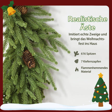 Artificial Christmas Wreath with Cones, 60 x 15 cm