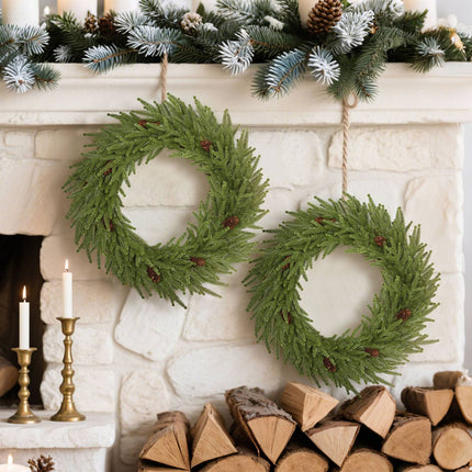 Artificial Christmas Wreath with Cones, 60 x 15 cm